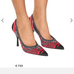 PRADA Trendy Grey/RED/BLACK PUMPS Leather High Heels Shoes 38 1/2 USA 8.5 1295$